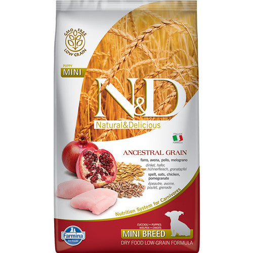 Farmina N&D Ancestral Grain Chicken & Pomegranate Puppy Mini Breed Dog Food, 15.4 lbs