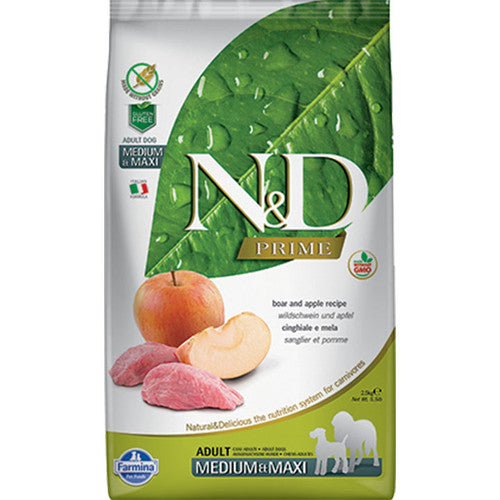 Farmina N&D Prime Wild Boar & Apple Grain-Free Dog Food, Medium/Maxi Breed, 5.5 lb