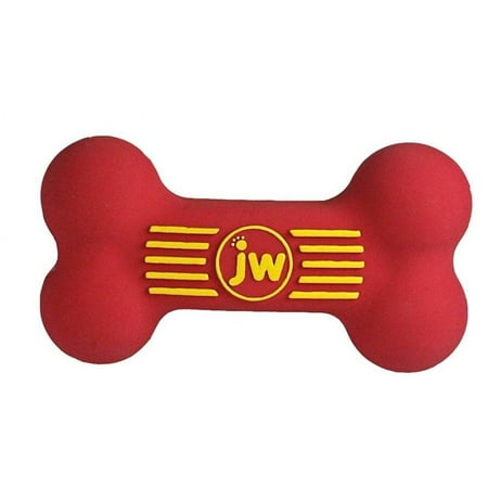JW iSqueak Bone Dog Toy - Medium Rubber Bone with Squeaker - Durable Chew Toy