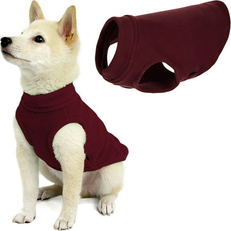 Gooby Stretch Fleece Vest Dog Sweater - Burgundy - Soft, Warm Pullover Jacket