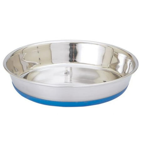 Indipets Shallow Stainless Steel Dog Dish with Rubber Base - Small, 8 oz