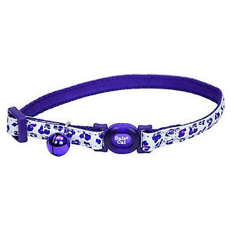 Safe Cat Glow in the Dark Breakaway Cat Collar, Adjustable 8-12 inch, Purple Leopard Print