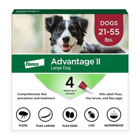 Advantage II Large Dog Flea Treatment (21-55 lbs) - 4 Month Supply