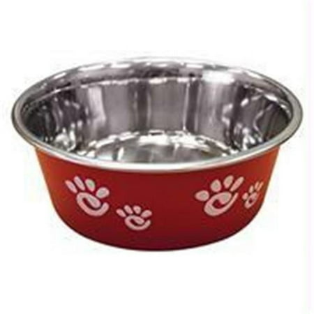 Ethical Products Barcelona Stainless Steel Paw Print Bowl Raspberry 32oz