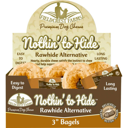 Fieldcrest Farms Nothin' to Hide Beef Bagel Dog Treats - Highly Digestible Rawhide Alternative, 3 Inch (Single)