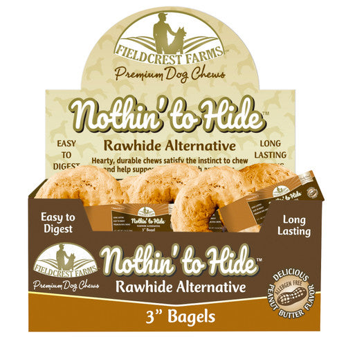 Fieldcrest Farms Nothin' to Hide Peanut Butter Bagel Dog Treat, 3 inch