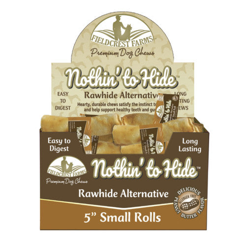 Fieldcrest Farms Nothin' To Hide Peanut Butter Roll Dog Treat, Rawhide Alternative, 5 inch (Single)