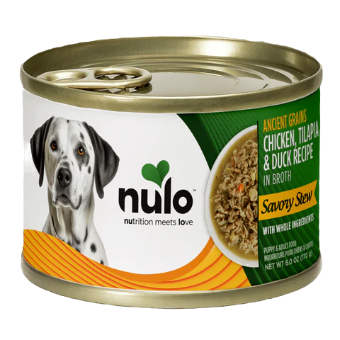 Nulo Ancient Grains Savory Stew Wet Dog Food, Chicken, Tilapia & Duck Recipe, 6 oz Can