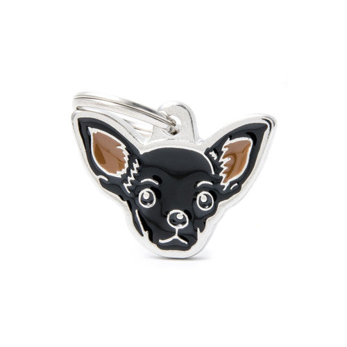 My Family Friends Black Chihuahua Dog Tag - Hand Enameled Pet ID Tag
