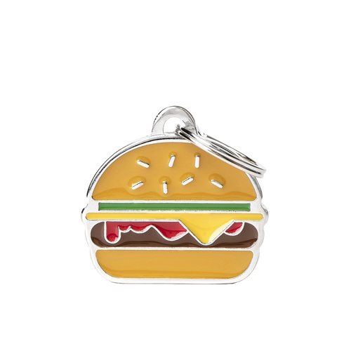 MyFamily Food Burger ID Tag - Pet Identity Tag - Personalized Engraving Available