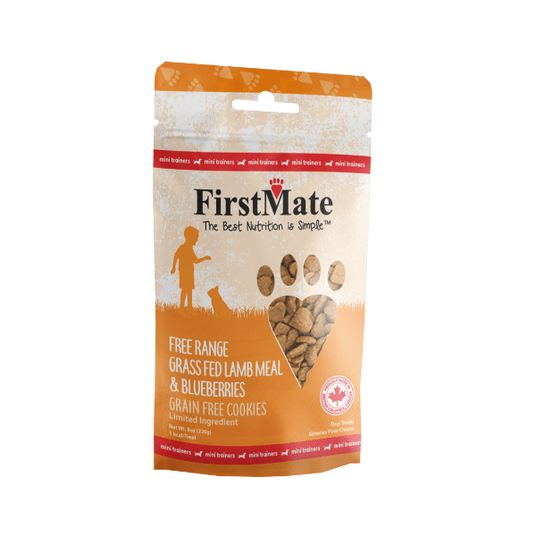 FirstMate Mini Trainers Dog Treats, Lamb & Blueberry, Grain-Free, 8 oz
