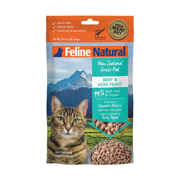 Feline Natural Freeze-Dried Cat Food Beef & Hoki Topper 3.5 oz / 100g Feast