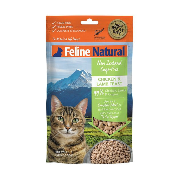 Feline Natural Grain Free Chicken and Lamb Feast Freeze Dried Cat Food 3.5 Oz