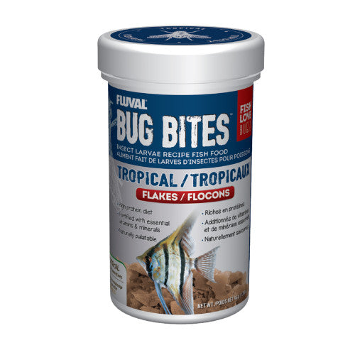 Fluval Bug Bites Tropical Flakes, 1.59 oz / 45g - Insect Based Fish Food