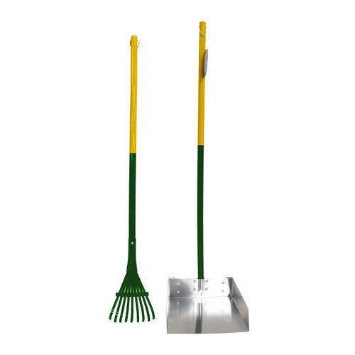 Four Paws Dog Pooper Scooper Rake Set - Large Pet Waste Pick Up - Yellow/Green