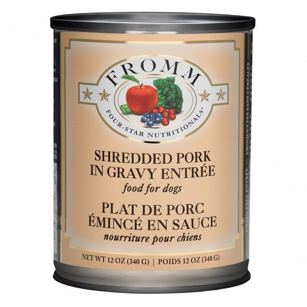 Fromm Four-Star Shredded Pork in Gravy Entrée Wet Dog Food - 12 oz Can / Grain-Free