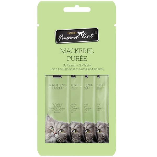 Fussie Cat Zignature Puree Mackerel Cat Treats 0.5oz 4-Pack