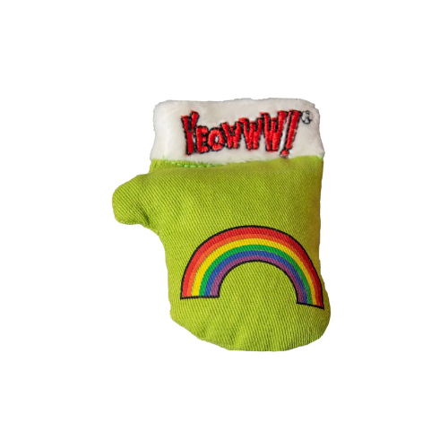 Yeowww! Kitten Mittens Cat Toy - Green - Catnip Filled Cotton Twill