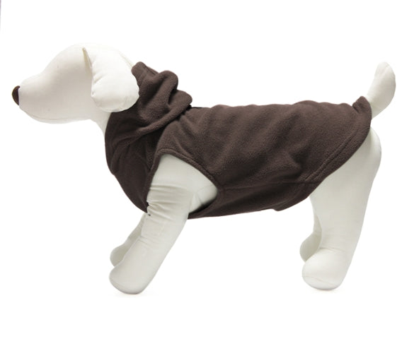 Gooby Fleece Vest Hoody, Large, Brown