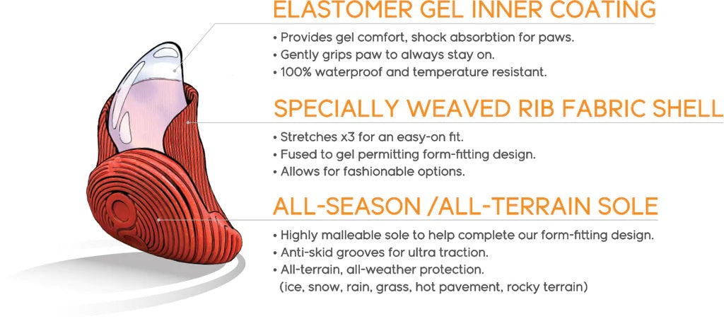 Goo-eez All Terrain Dog Boots, Red, XX-Large