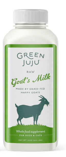 Green Juju Raw Goat's Milk for Dogs & Cats - Frozen, 16 oz - Probiotic Pet Food Supplement