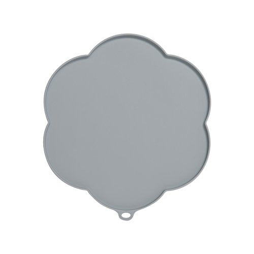 Catit Silicone Flower Placemat - Grey - Medium - 11.8 inch Diameter - Waterproof Cat Bowl Mat
