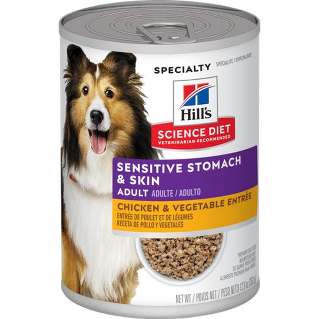 Hill's Science Diet Adult Sensitive Stomach & Skin Chicken & Vegetable Entrée Wet Dog Food, 12.8 oz Can