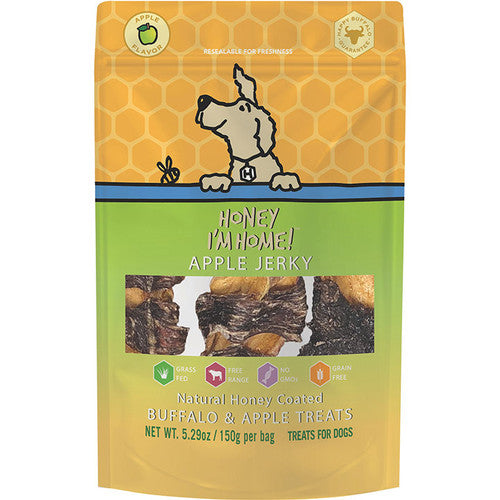 Honey I'm Home Buffalo & Apple Jerky Dog Treats - 5.29 oz. Honey Coated, High Protein, Low Fat