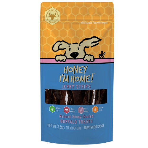 Honey I'm Home Buffalo Jerky Strips Dog Treats - Honey Coated, 3.5oz
