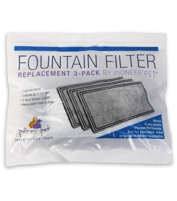 Pioneer Pet Fountain Replacement Filters - Plastic Raindrop & Fung Shui - 3 Pack