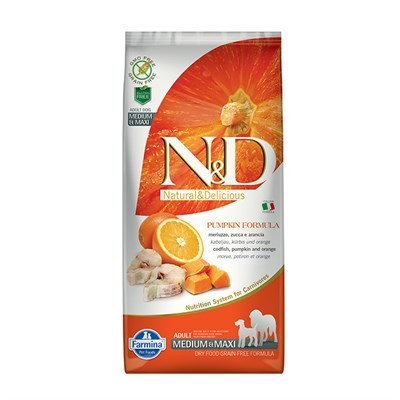Farmina N&D Ocean Grain-Free Codfish, Pumpkin & Orange Adult Dog Food (Medium/Maxi) - 12kg