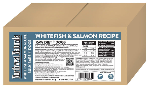 Northwest Naturals Dog Frozen Whitefish & Salmon Dinner Bars - 25lb Bulk Case