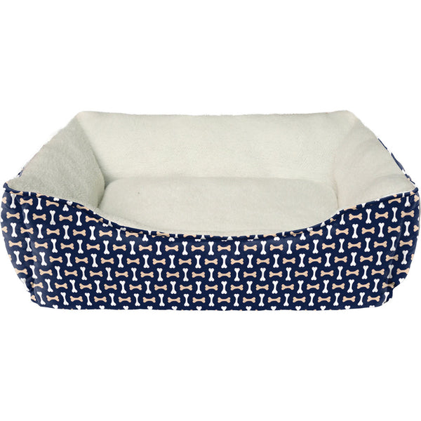 Sleep Zone Tossed Bones Pet Bed - 20 inch, Navy Blue with Bone Pattern