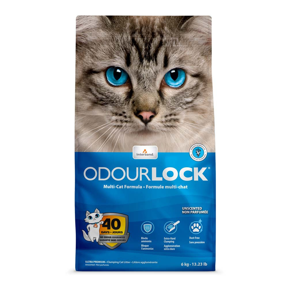 Intersand Odorlock Unscented Cat Litter - 13.2 lb / 6kg - Clumping, Dust-Free, Ammonia Blocking