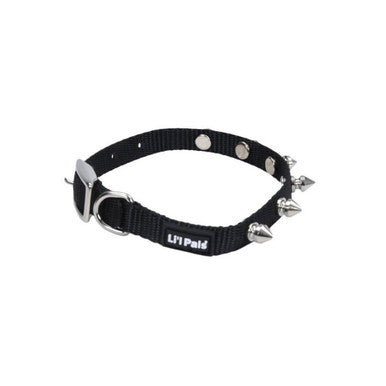 Li'l Pals Spiked Nylon Dog Collar, Black, 3/8" x 8-10" - Puppy/Small Dog Collar