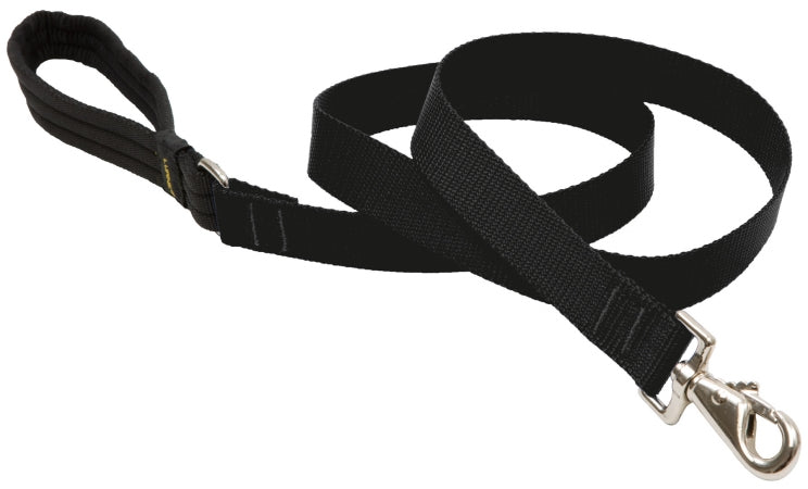 Dog Leash by Lupine in 1  Wide Black 6-Foot Long with Pad...