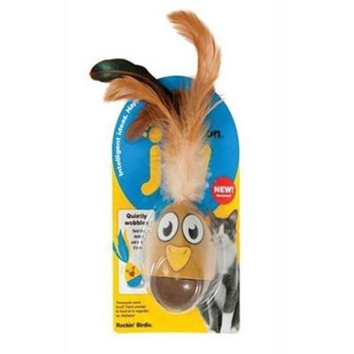 JW Cataction Wobble Egg Cat Toy with Feathers - Multicolor