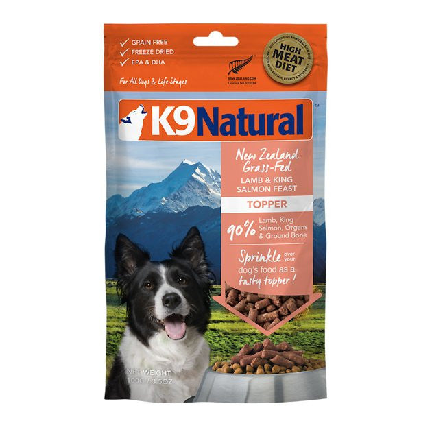 K9 Natural Lamb & King Salmon Feast Freeze-Dried Dog Food Topper, 3.5 oz or 5 oz (Sizes Vary)
