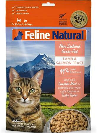 Feline Natural Cat Freeze-Dried Lamb & King Salmon Feast - Grain-Free, 11oz (320g)