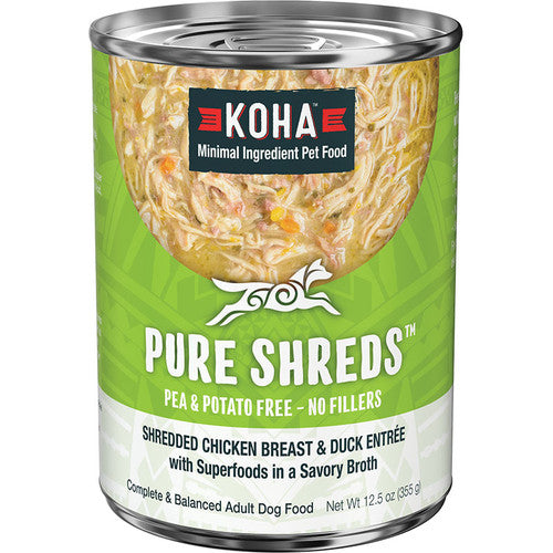 Koha Pure Shreds Grain-Free Chicken & Duck Wet Dog Food, 12.5 oz Can