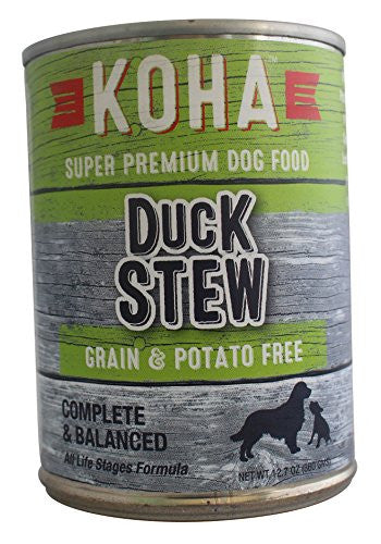 Koha Dog Grain-Free Duck Stew - 12.7 oz Can - Minimal Ingredient, High Protein Wet Food