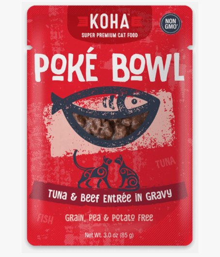 Koha Cat Poke Bowl Tuna & Beef Entree in Gravy Wet Food Pouch, 3 oz