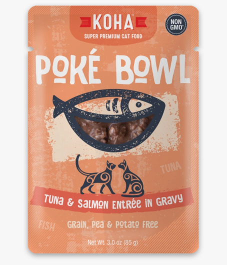 Koha Poké Bowl Tuna & Salmon Entrée in Gravy Wet Cat Food, 3 oz Pouch - Grain-Free