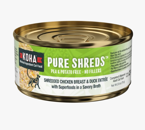 Koha Pure Shreds Shredded Chicken Breast & Duck Entrée Wet Cat Food, 5.5 oz