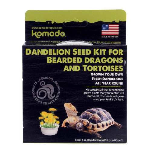 Komodo Grow Your Own Dandelion Seed Kit - Reptile Food for Bearded Dragons & Tortoises (6.5 inch)