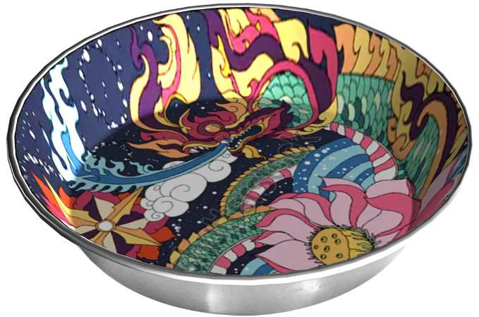 Komodo Dragon Reptile Bowl - 6 Cup Water or Food Dish - Dragon Design - Large