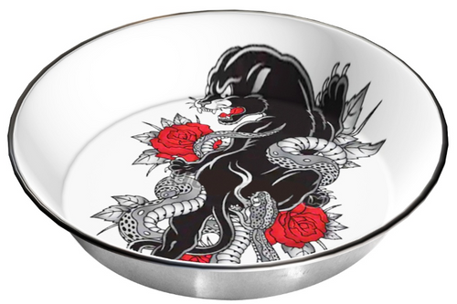 Komodo Panther Reptile Bowl - 15cm / 6in - Small Pet Dish with Tattoo Design