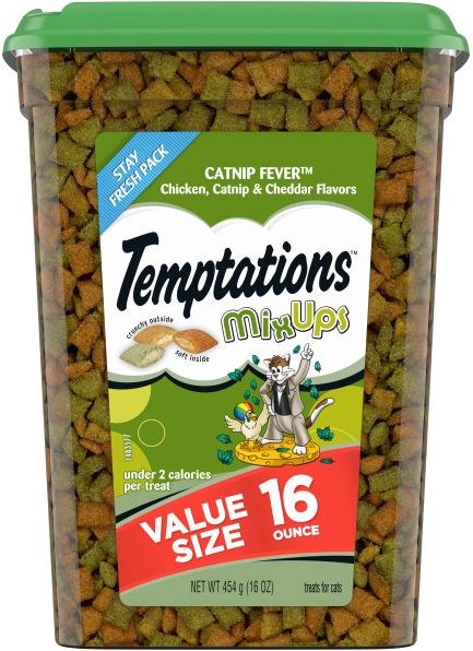 Temptations MixUps Catnip Fever Flavor Crunchy & Soft Cat Treats, 16 oz Tub