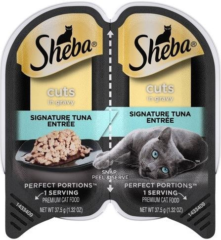 Sheba Perfect Portions Cuts in Gravy Tuna & Seafood Flavored Wet Cat Food, 2.6 oz Twin Pack