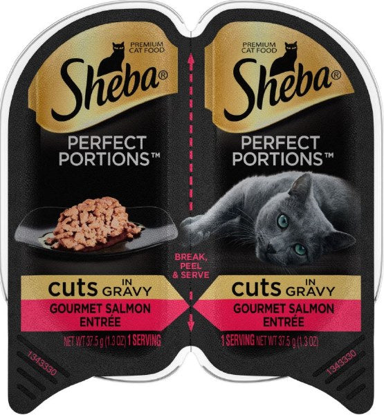 Sheba Perfect Portions Cuts in Gravy Gourmet Salmon Entree Grain-Free Wet Cat Food, 2.6 oz
